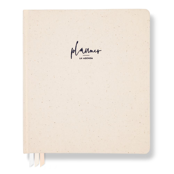 LH Planner - Weekly Large - White Marle - Horizontal Undated 12-month DS