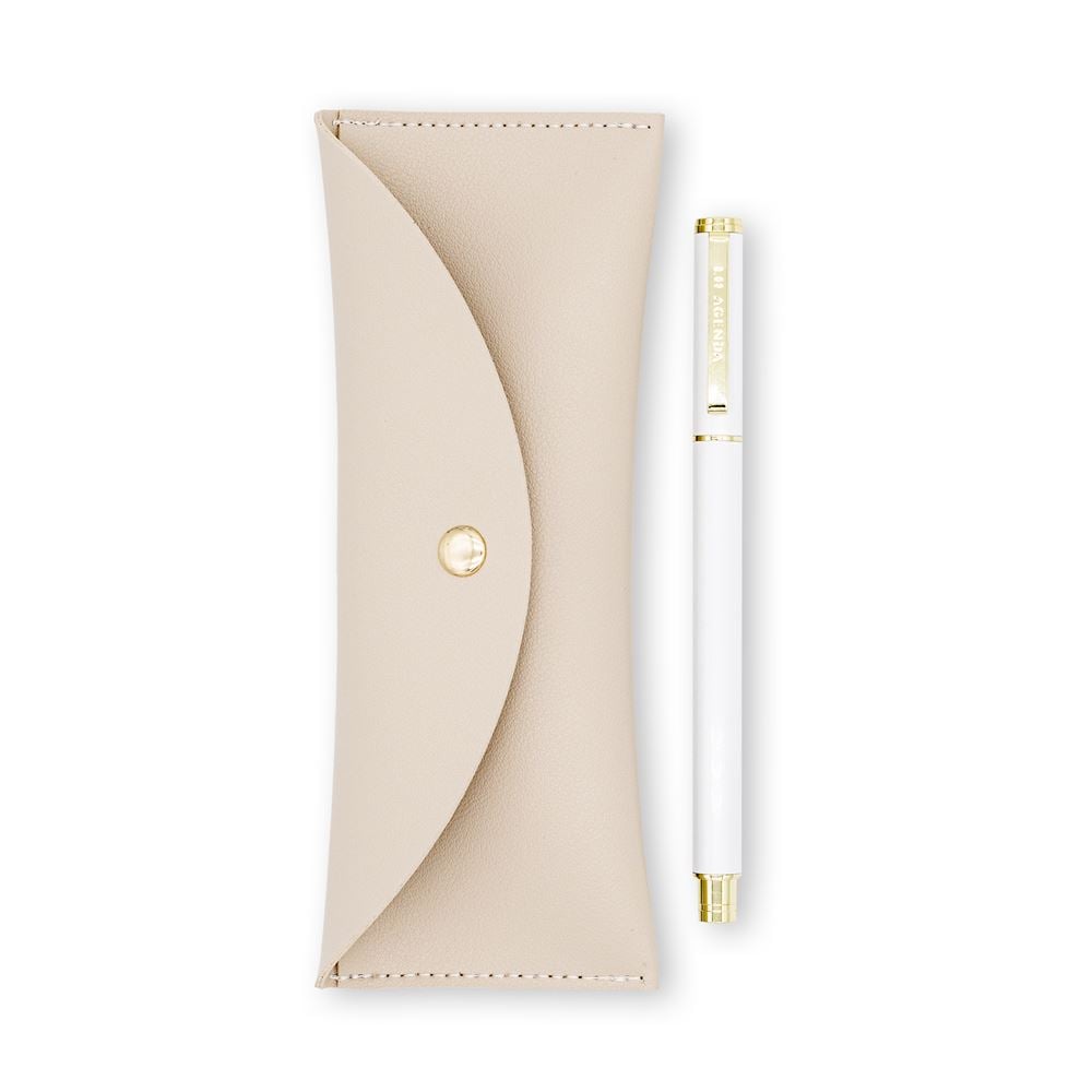 Rollerball Pen and Pouch Set – White