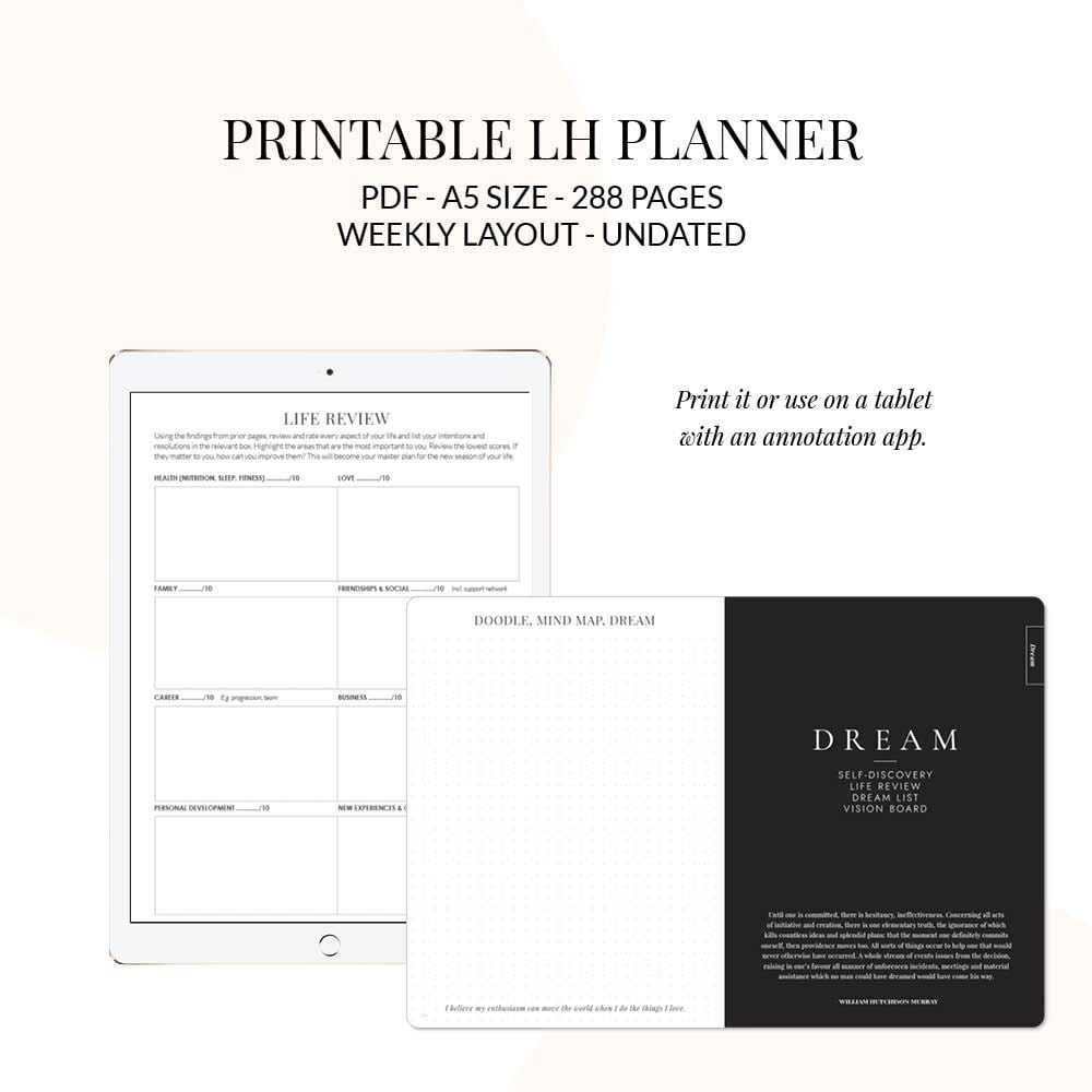 Digital LH Planner Printable Weekly Undated