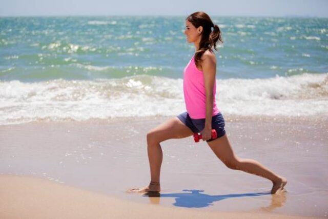 fitness training on the beach