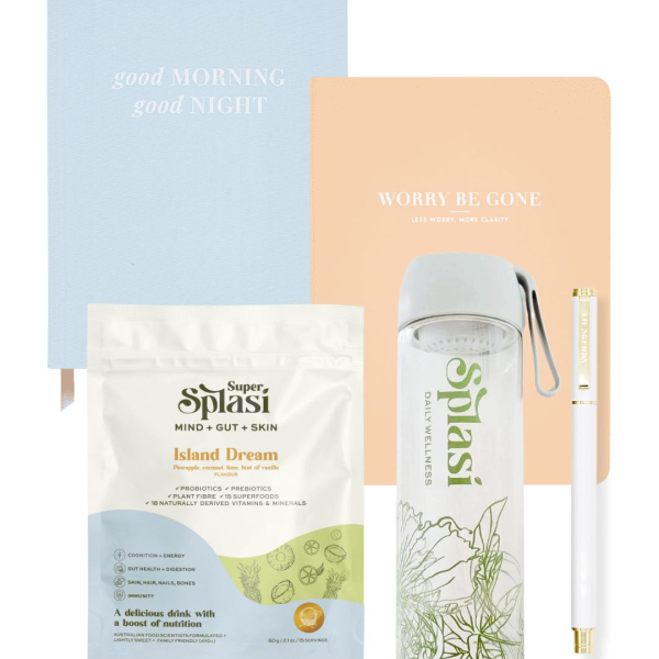 Inner Calm Bundle - Worry Be Gone, Good Morning Good Night Journal, Super Splasí, and the Splasí bottle